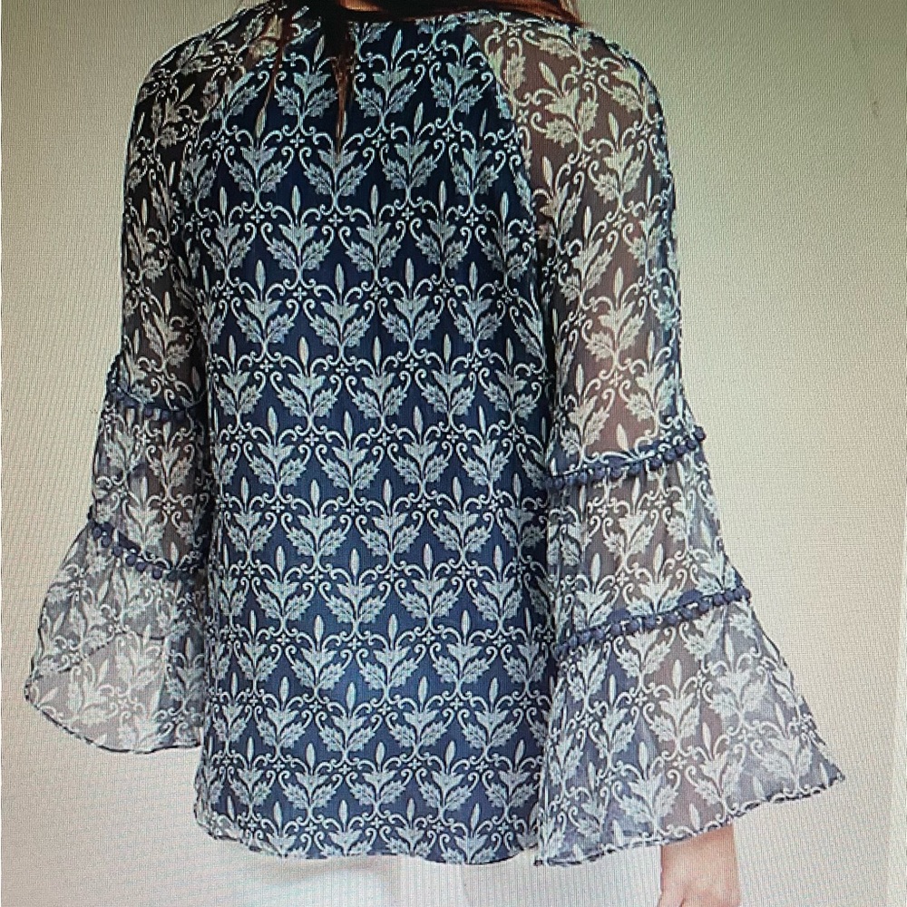 Anthropologie Stevie May Blue Boho Peasant Top Size Medium - Picture 3 of 12
